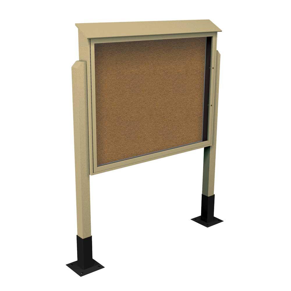 Enclosed Bulletin Board: 60" Wide, 48" High, Cork, Tan