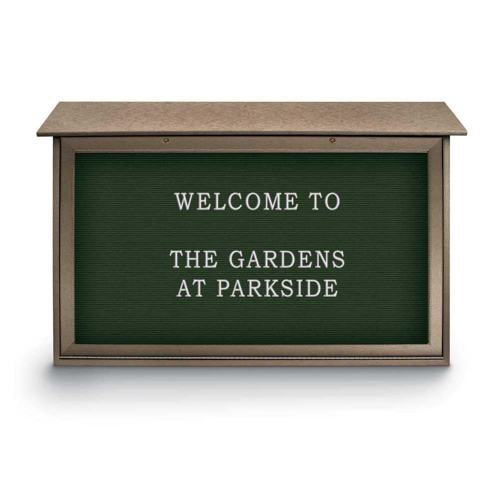 Enclosed Letter Board: 45" Wide, 30" High, Fabric, Woodland Green