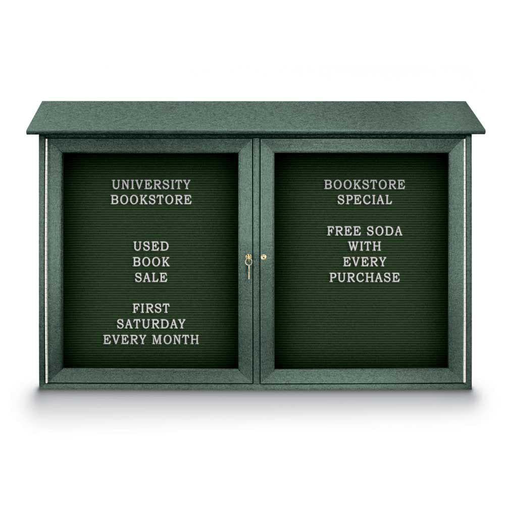 Enclosed Letter Board: 45" Wide, 30" High, Fabric, Woodland Green