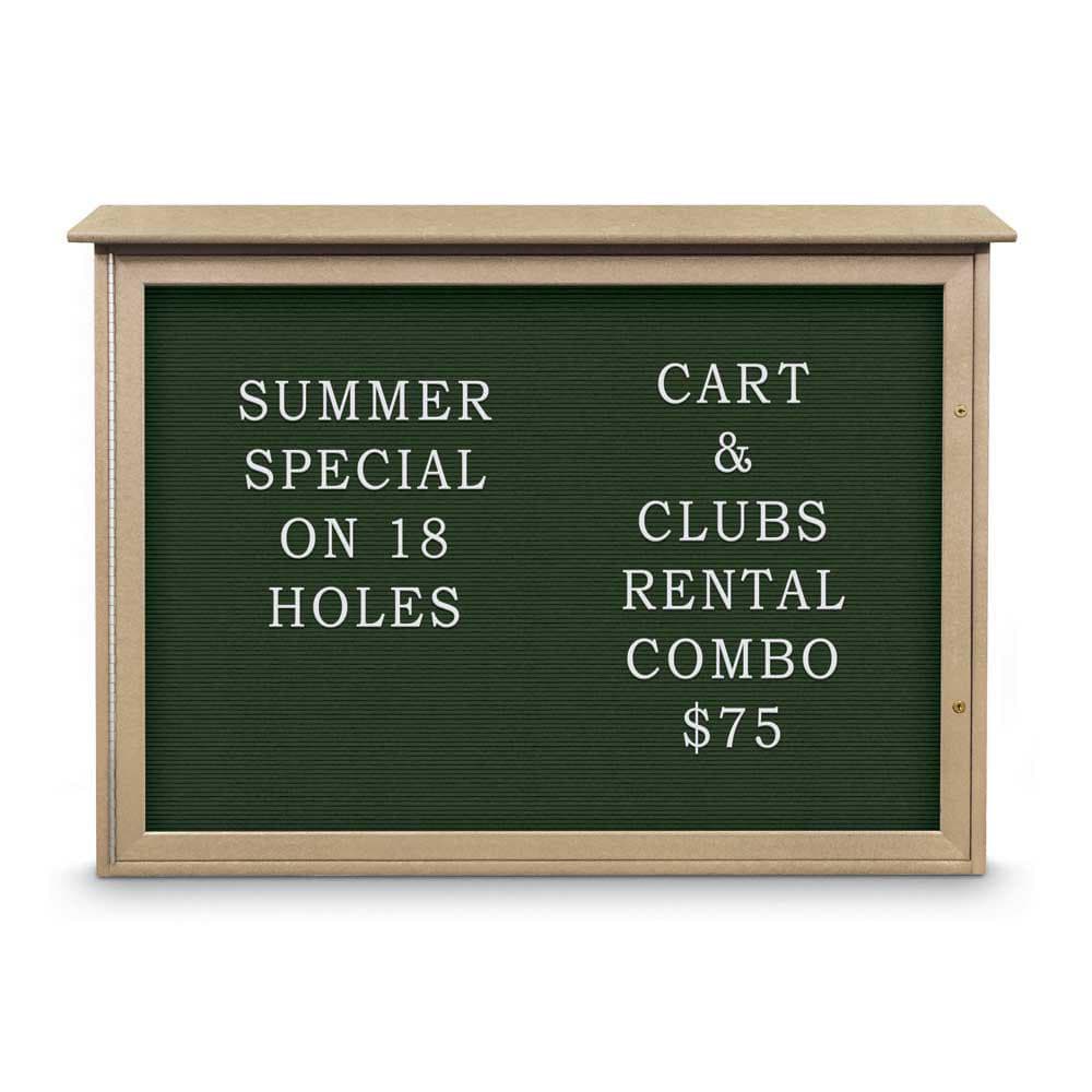 Enclosed Letter Board: 48" Wide, 36" High, Fabric, Woodland Green