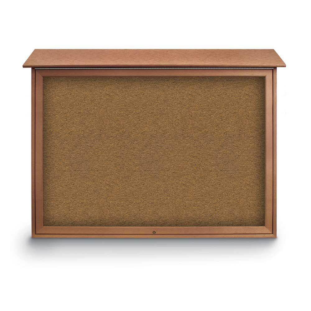 Enclosed Bulletin Board: 52" Wide, 40" High, Cork, Tan