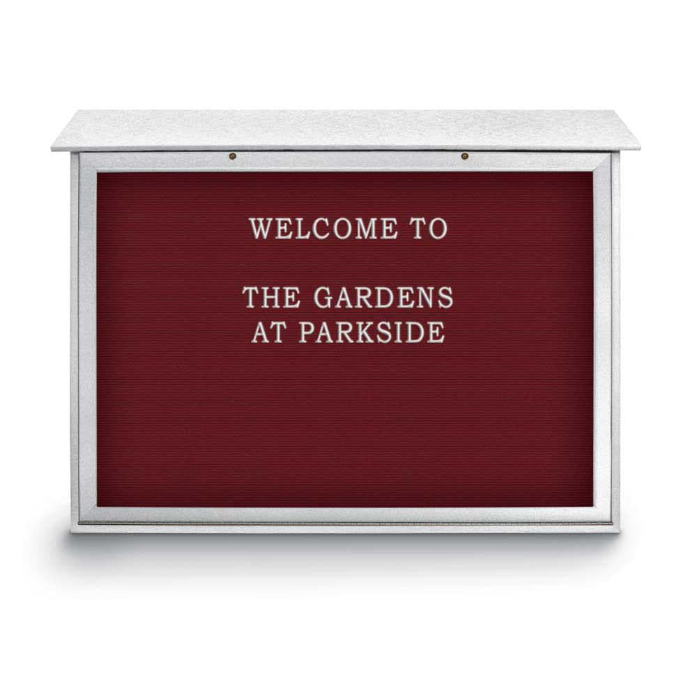 Enclosed Letter Board: 52" Wide, 40" High, Fabric, Berry