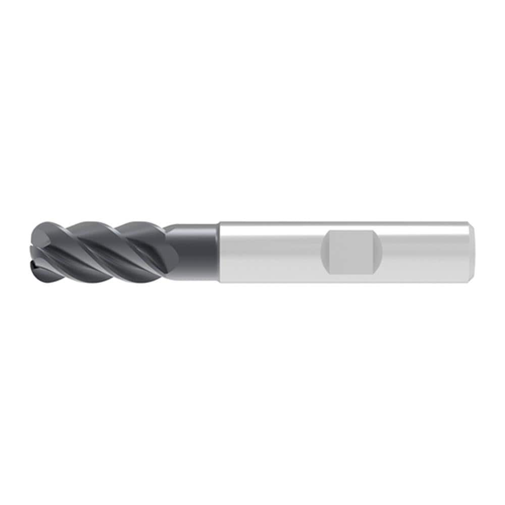 Corner Radius End Mill: 16.00 mm Dia, 32.00 mm LOC, 2.00 mm Radius, 4 Flute, Solid Carbide