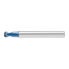 Corner Radius End Mill: 1.50 mm Dia, 2.50 mm LOC, 0.30 mm Radius, 2 Flute, Solid Carbide