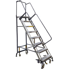 Rolling Ladder: 100" Platform, 450 lb Capacity, 10 Step, 33-1/2" Base Width