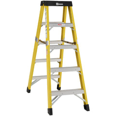 4 Step Fiberglass Foldable Step Ladder: Type IAA 375 lb Capacity 5' Height