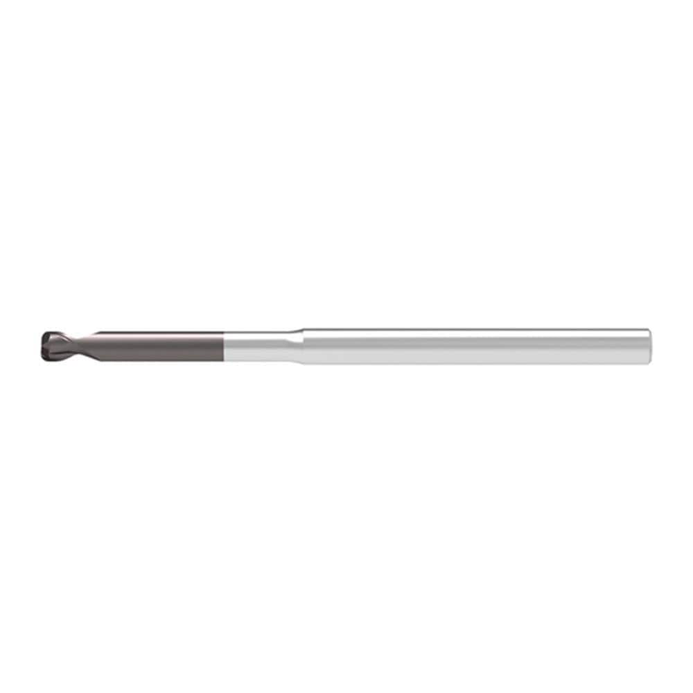 Corner Radius End Mill: 0.60 mm Dia, 0.60 mm LOC, 0.06 mm Radius, 2 Flute, Solid Carbide