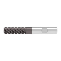 Corner Radius End Mill: 16.00 mm Dia, 48.00 mm LOC, 2.00 mm Radius, 6 Flute, Solid Carbide