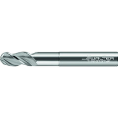 Ball End Mill: 1/4" Dia, 1/2" LOC, 3 Flute, Solid Carbide