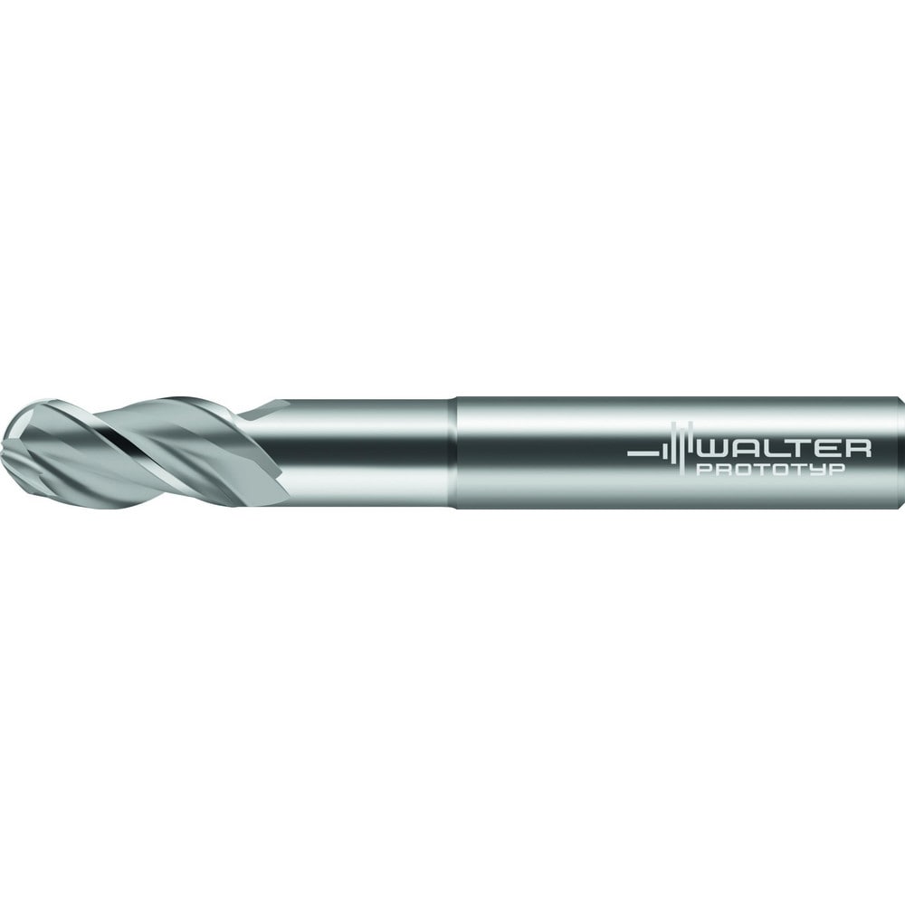 Ball End Mill: 1/2" Dia, 1" LOC, 3 Flute, Solid Carbide