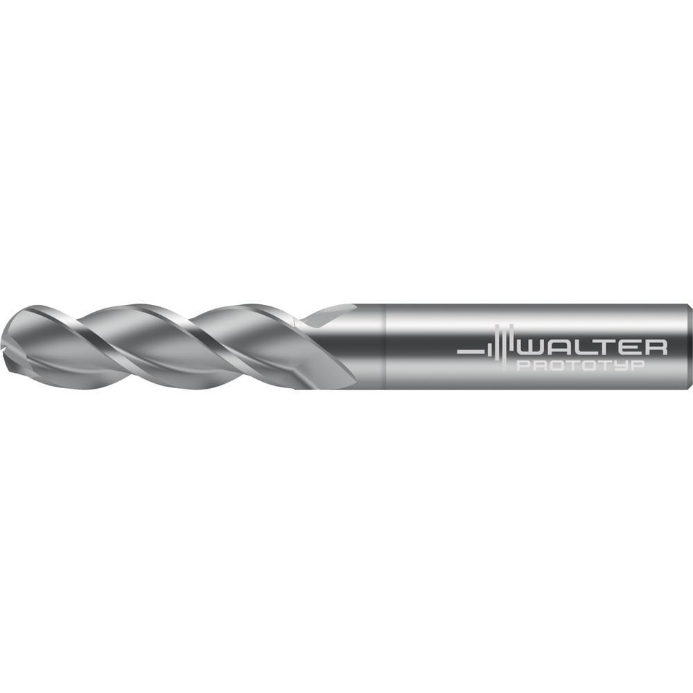 Ball End Mill: 1/2" Dia, 2-1/2" LOC, 3 Flute, Solid Carbide