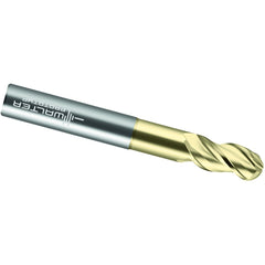 Ball End Mill: 1" Dia, 1-1/2" LOC, 3 Flute, Solid Carbide