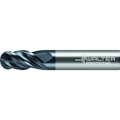 Ball End Mill: 1/4" Dia, 3/8" LOC, 4 Flute, Solid Carbide