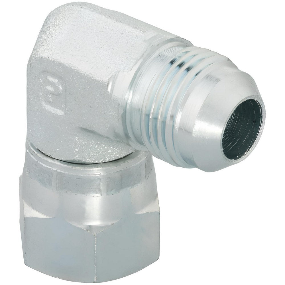 Steel Flared Tube Swivel Nut Elbow: 3/4" OD, 37 deg Flared Angle