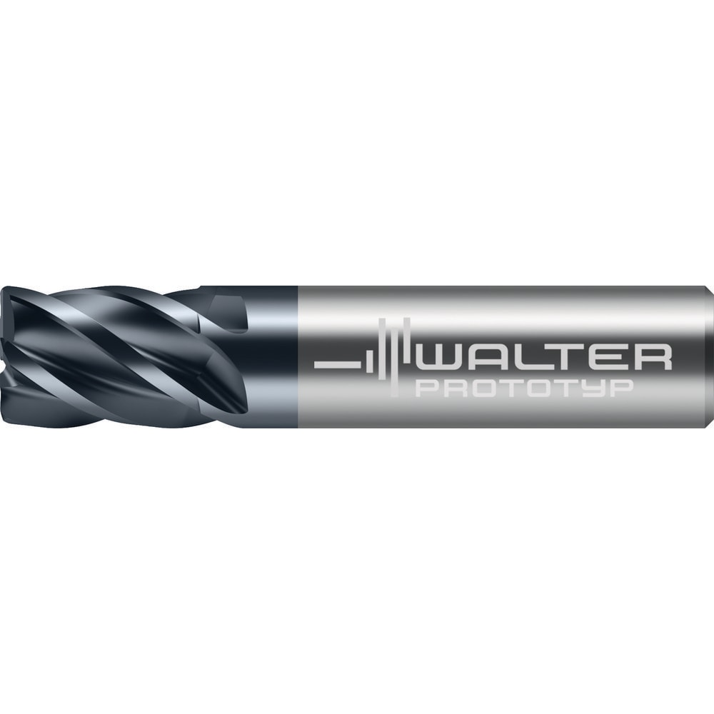 Corner Radius End Mill: 3/16" Dia, 9/16" LOC, 0.0100" Radius, 5 Flute, Solid Carbide