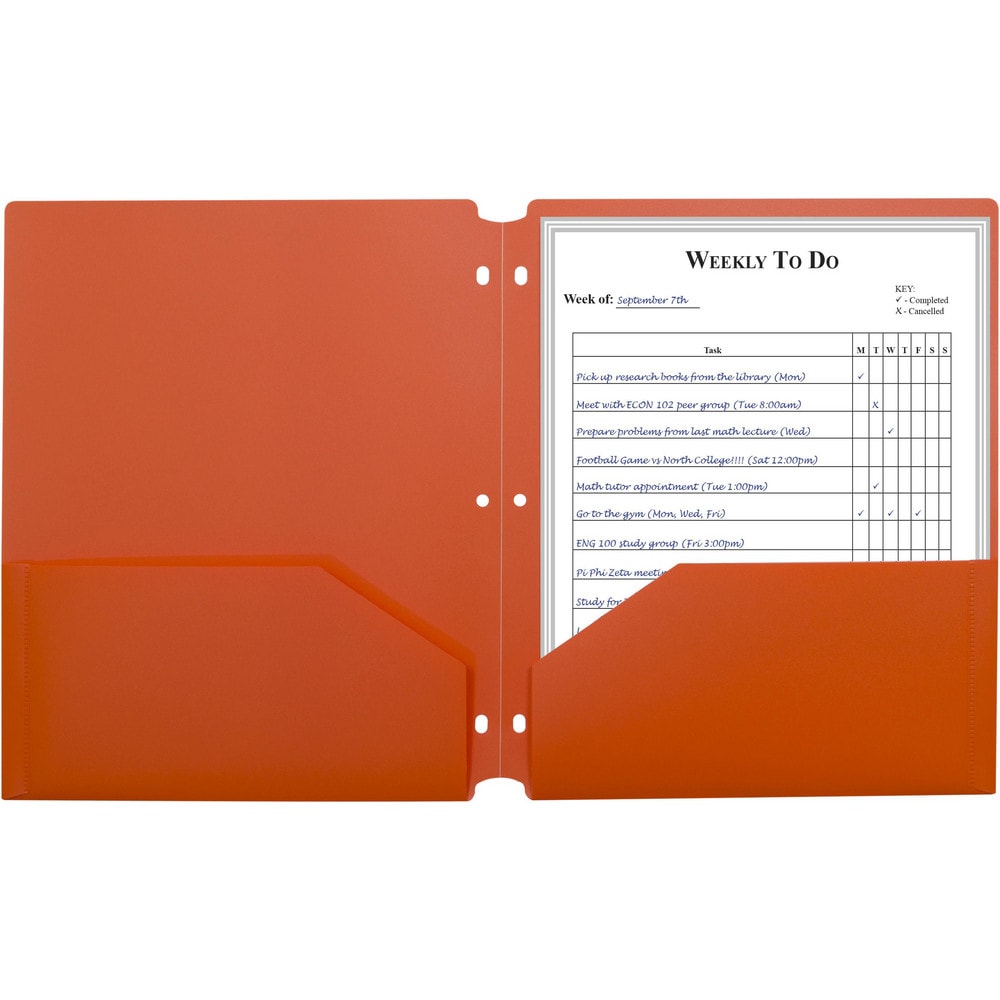 Portfolios, Report Covers & Pocket Binders; Color: Orange; Overall Width: 9; Overall Length: 11.00; Material: Polypropylene