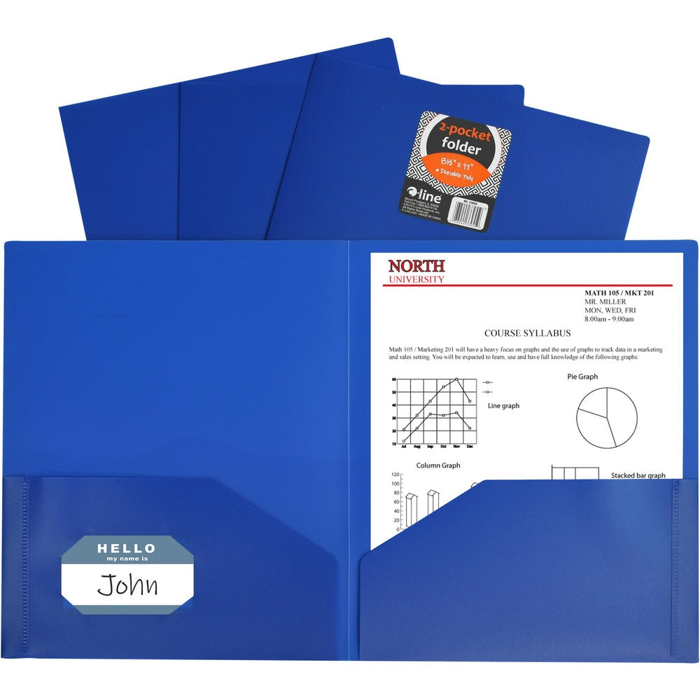 Portfolios, Report Covers & Pocket Binders; Color: Blue; Overall Width: 9; Overall Length: 11.00; Material: Polypropylene