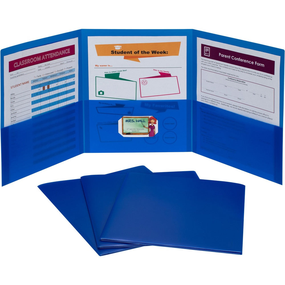 Portfolios, Report Covers & Pocket Binders; Color: Blue; Overall Width: 9; Overall Length: 11.00; Material: Polypropylene