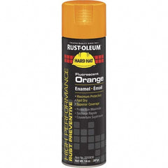 Rustproof Enamel Spray Paint: Orange, Fluorescent, 14 oz