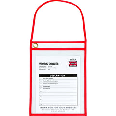 Document Protectors; Document Type: Shop Ticket Holder; Material: Vinyl; Color: Red; For Document Width: 9 in; For Document Length: 12 in