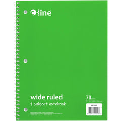 Note Pads, Writing Pads & Notebooks; Product Type: Wide Ruled Spiral-Notebook; Paper Color: White; Style of Rule: Wide; Cover Color: Green; Binding Location: Side