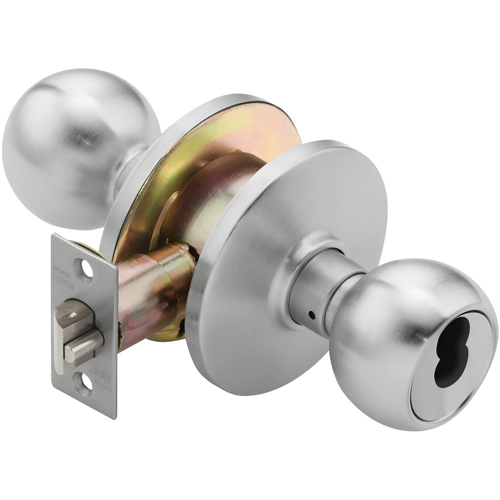 Knob Locksets; Type: Office; Key Type: Keyed Different; Material: Metal; Finish/Coating: Satin Chrome; Compatible Door Thickness: 1-3/8" to 1-7/8"; Backset: 2.75; Lockset Grade: Grade 2