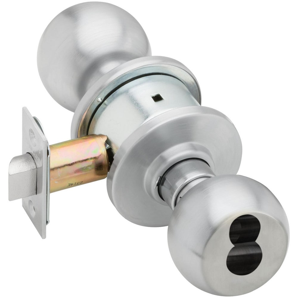 Knob Locksets; Type: Storeroom; Key Type: Keyed Different; Material: Metal; Finish/Coating: Satin Chrome; Compatible Door Thickness: 1-3/8" to 1-7/8"; Backset: 2.375; Lockset Grade: Grade 2