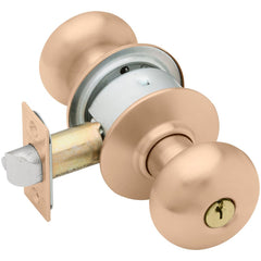 Knob Locksets; Type: Entrance; Key Type: Keyed Different; Material: Metal; Finish/Coating: Satin Bronze; Compatible Door Thickness: 1-3/8" to 1-7/8"; Backset: 2.375; Lockset Grade: Grade 2