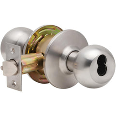 Knob Locksets; Type: Storeroom; Key Type: Keyed Different; Material: Metal; Finish/Coating: Satin Stainless Steel; Compatible Door Thickness: 1-3/8" to 1-3/4"; Backset: 2.75; Lockset Grade: Grade 2