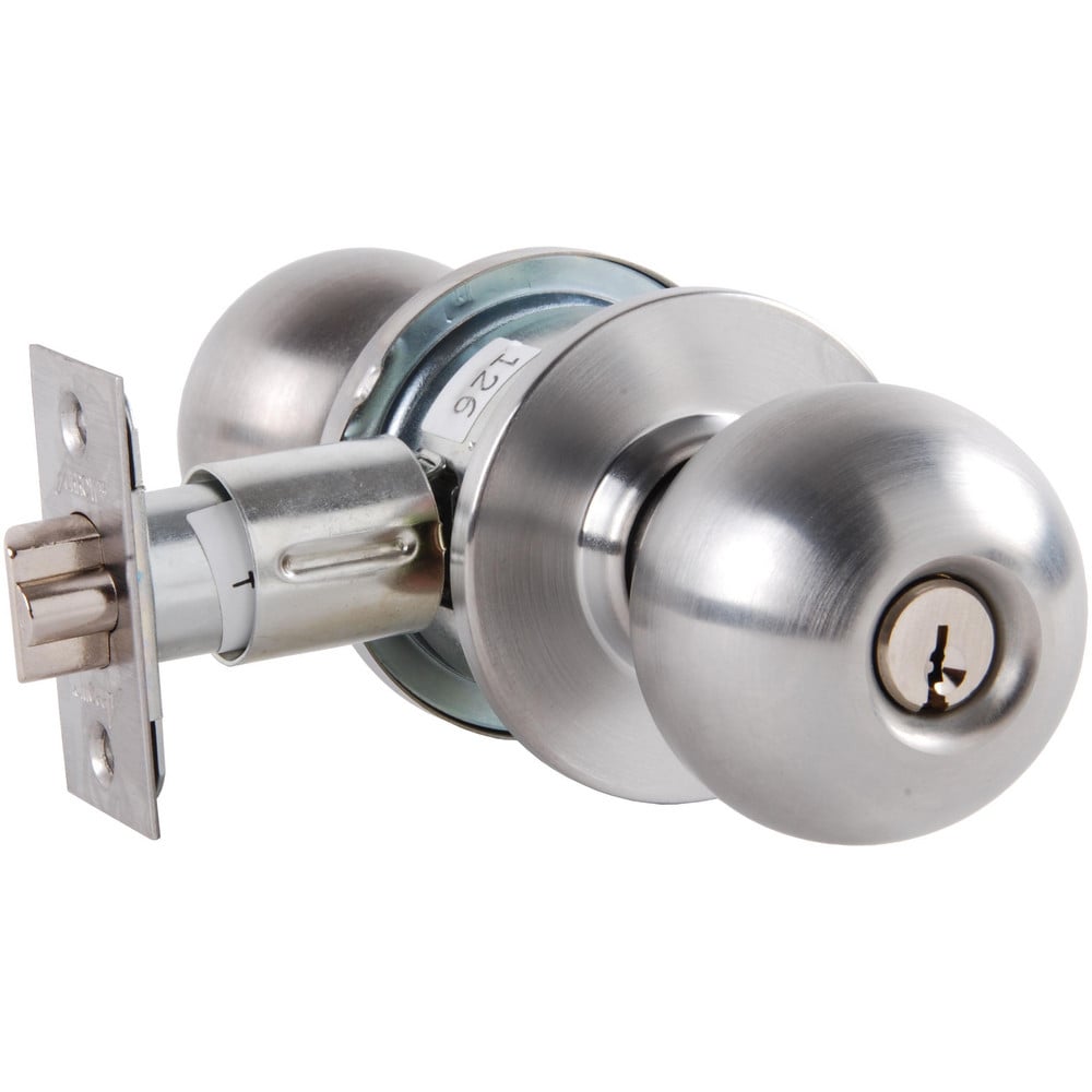 Knob Locksets; Type: Entrance; Key Type: Keyed Different; Material: Metal; Finish/Coating: Satin Chrome; Compatible Door Thickness: 1-3/8" to 1-3/4"; Backset: 2.75; Lockset Grade: Grade 2