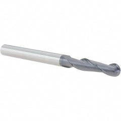 Ball End Mill: 1/4" Dia, 1" LOC, 2 Flute, Solid Carbide