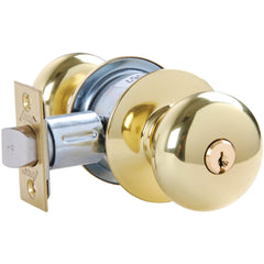 Knob Locksets; Type: Entrance; Key Type: Keyed Different; Material: Metal; Finish/Coating: Bright Brass; Compatible Door Thickness: 1-3/8" to 1-3/4"; Backset: 2.75; Lockset Grade: Grade 2