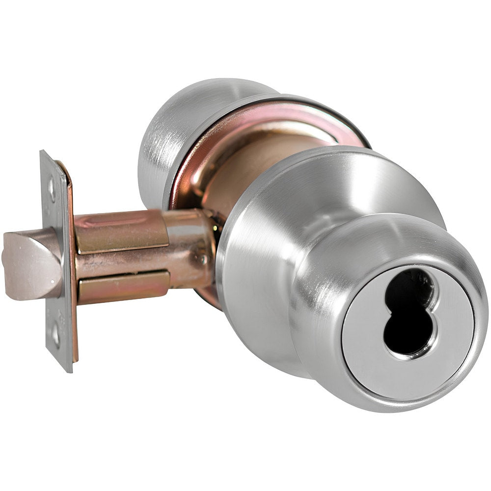 Knob Locksets; Type: Classroom; Key Type: Keyed Different; Material: Metal; Finish/Coating: Satin Chrome; Compatible Door Thickness: 1-3/8" to 1-7/8"; Backset: 2.75; Lockset Grade: Grade 2