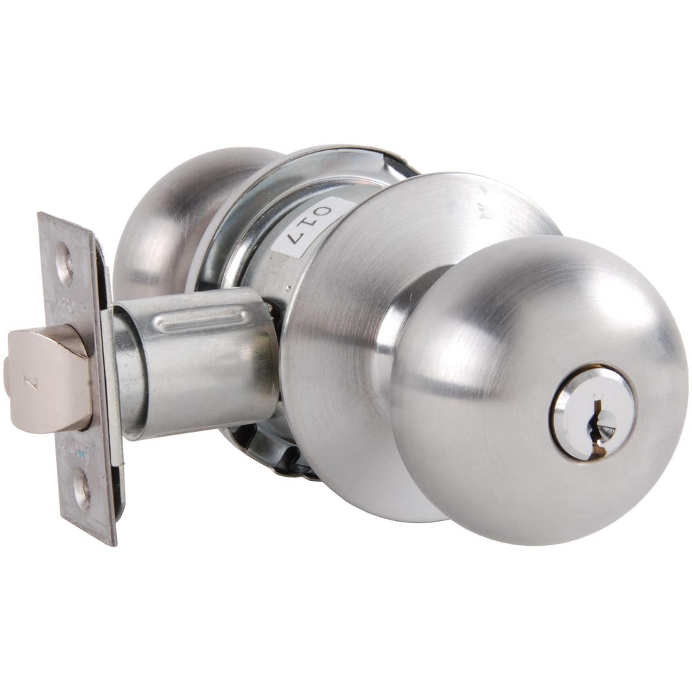 Knob Locksets; Type: Storeroom; Key Type: Keyed Different; Material: Metal; Finish/Coating: Satin Chrome; Compatible Door Thickness: 1-3/8" to 1-3/4"; Backset: 2.75; Lockset Grade: Grade 2