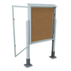 Enclosed Bulletin Board: 48" Wide, 60" High, Cork, Tan