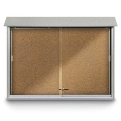 Enclosed Bulletin Board: 52" Wide, 40" High, Cork, Tan