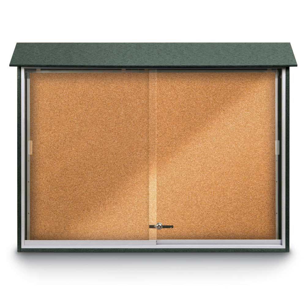 Enclosed Cork Bulletin Board: 52" Wide, 40" High, Cork, Natural Tan