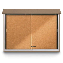 Enclosed Cork Bulletin Board: 52" Wide, 40" High, Cork, Natural Tan