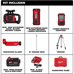 Laser Levels; Level Type: Rotary Laser; Laser Class: Class II; Laser Projection Orientation: Vertical, Horizontal; Plumb Type: Up; Accuracy: 1/16 in at 100 ft; Power Source: Battery; Batteries Included: Yes; Battery Chemistry: Lithium