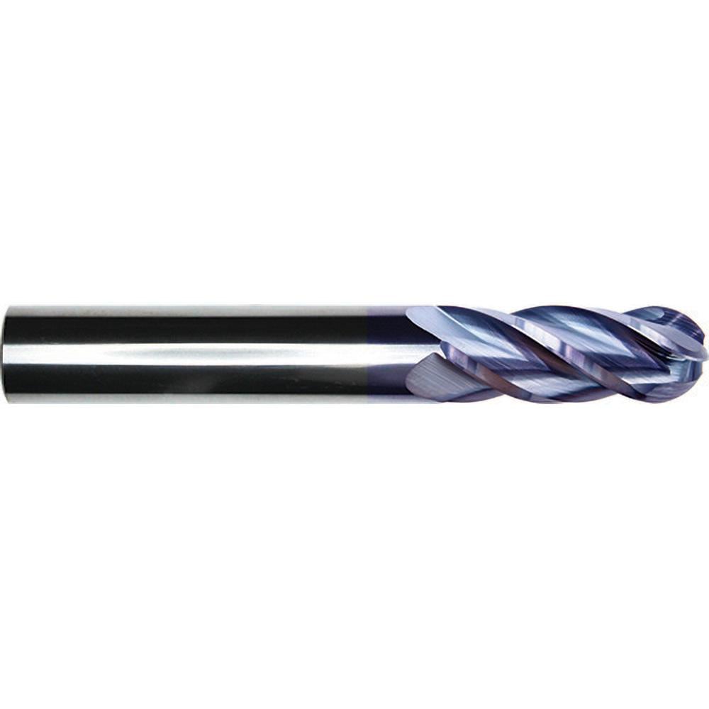 Ball End Mill: 5/8" Dia, 1-1/4" LOC, 4 Flute, Solid Carbide