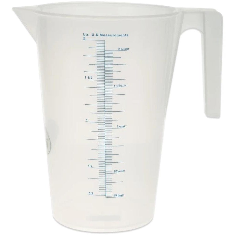 Beakers & Pipettes; Beaker Type: Pitcher; Beaker Form: Tall Form; Volume Capacity: 2.0; Material: Polypropylene; Handle Included: Yes; Overall Length: 8.50; Overall Diameter: 5.500; Maximum Temperature: 212 F