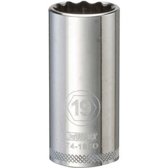 Deep  Hand Socket: 3/8" Drive, 19.00 mm Socket, 12-Point