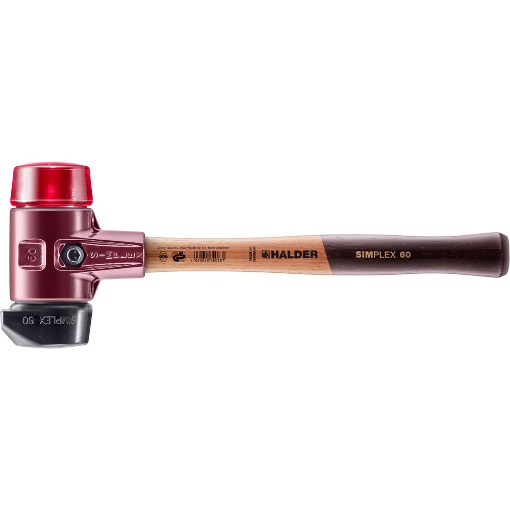 Mallets; Mallet Type: Double Face Mallet; Head Weight (Oz): 54; Head Material: Plastic, Rubber; Handle Material: Hickory; Head Color: Red, Black; Handle Length (Decimal Inch): 13-1/4