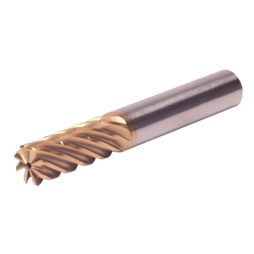 Corner Radius End Mill: 3/8" Dia, 1-1/2" LOC, 1.53 mm Radius, 8 Flute, Solid Carbide