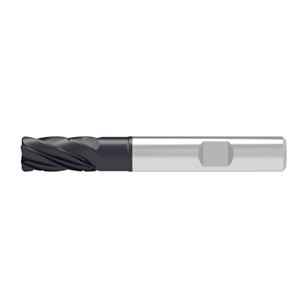 Corner Radius End Mill: 18.00 mm Dia, 38.00 mm LOC, 2.00 mm Radius, 6 Flute, Solid Carbide