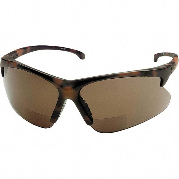 Magnifying Safety Glasses: +2.5, Brown Lenses, Scratch Resistant