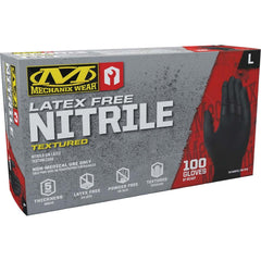 Disposable Gloves: Size Large, 5.0 mil, Not Coated, Nitrile, General Purpose Grade, Powder-Free