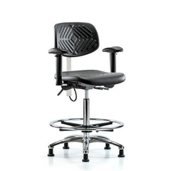 ESD Task Chair: ESD Polyurethane, 34-3/4" Seat Height, Black