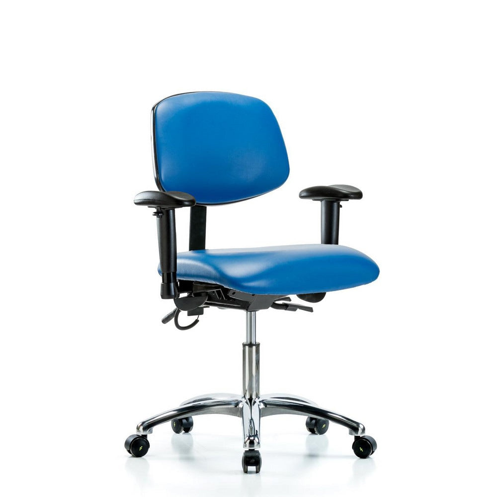 ESD Task Chair: ESD Vinyl, 24" Seat Height, Blue