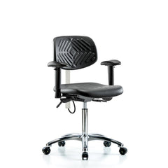 ESD Task Chair: ESD Polyurethane, 28" Seat Height, Black